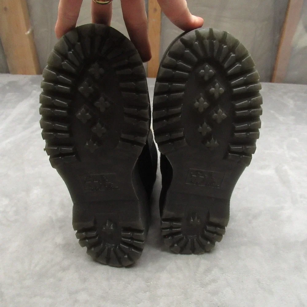 Dr Martens Unisex W5 M4 Boots Black‎ Leather Quad Platform Lug Faux Fur Chelsea